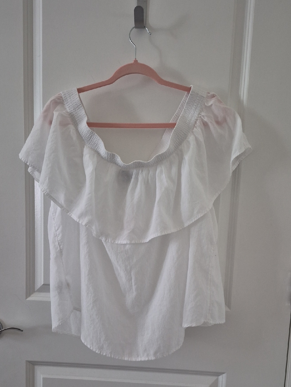 a.n.a White Off-Shoulder Eyelet Ruffle Top - Picture 4 of 4
